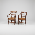 Pair of Cherrywood French Armchairs with Rushed Seat, Circa 1870