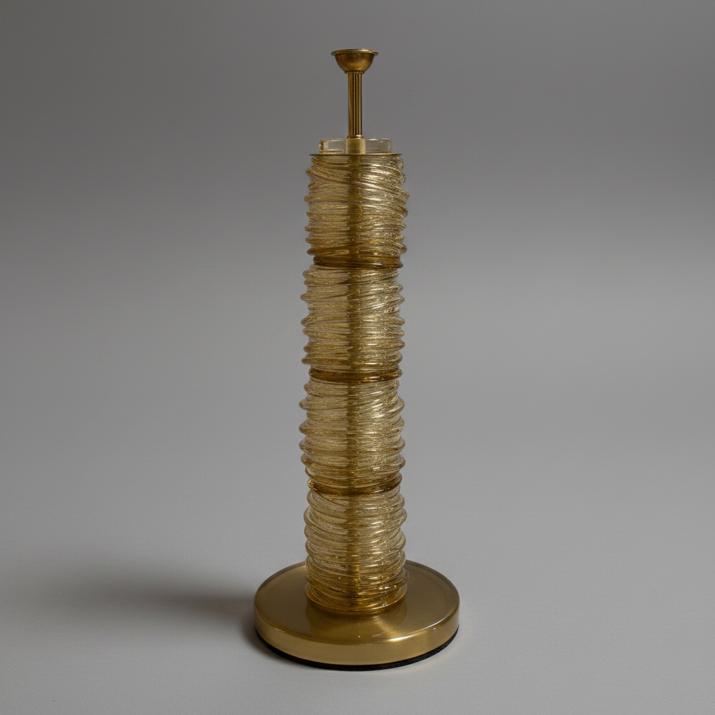 Gold Hive Murano Glass Lamps, Pair