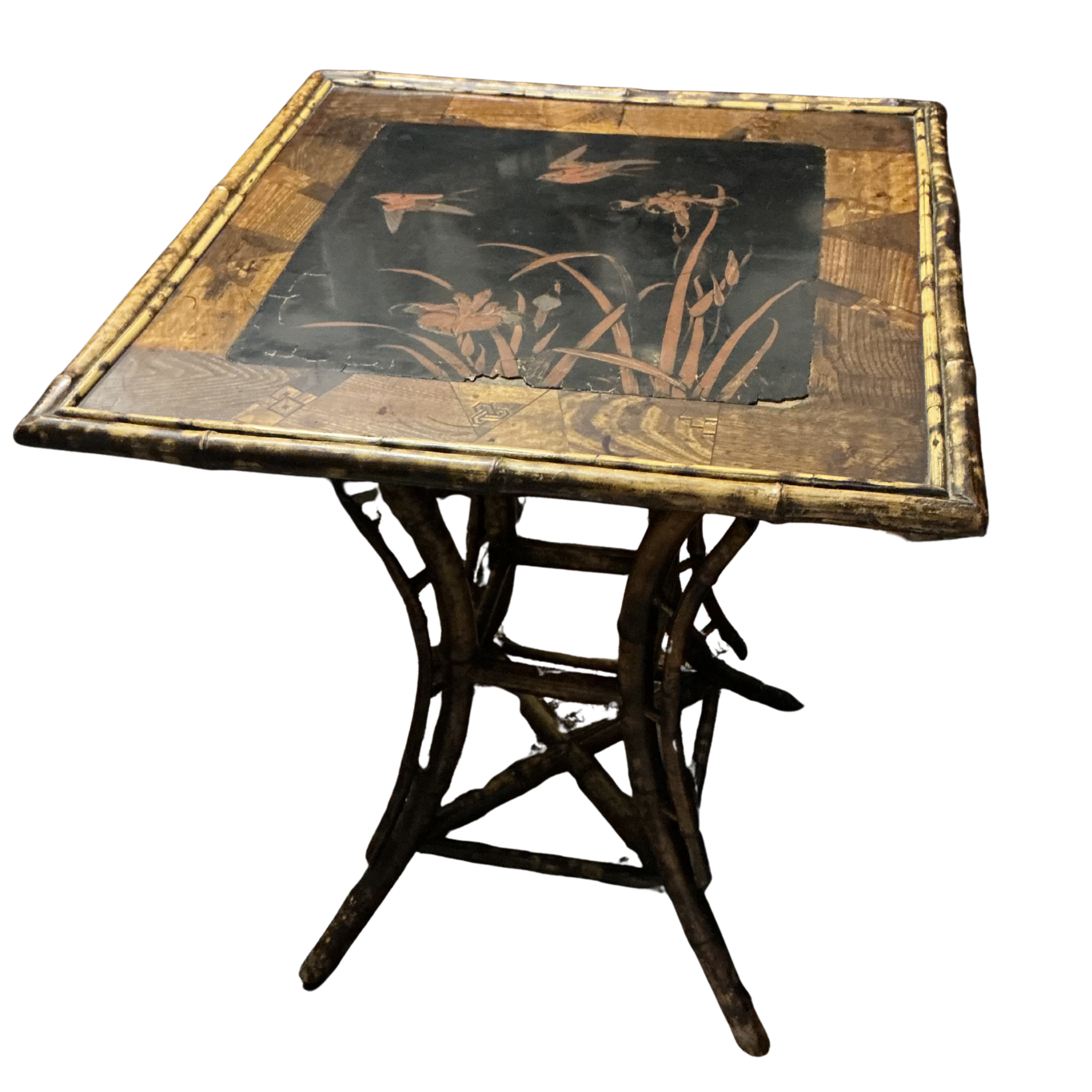 Inlaid Top Bamboo Table