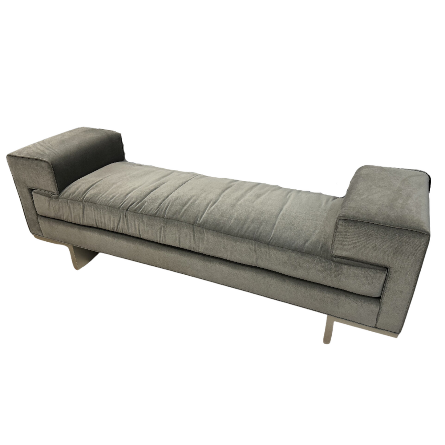 Gray Velvet Clamp Bench