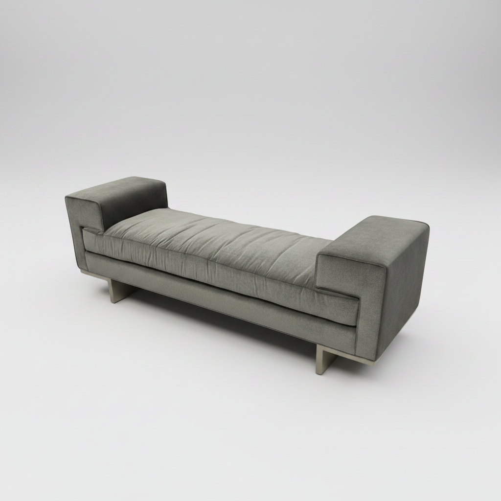 Gray Velvet Clamp Bench
