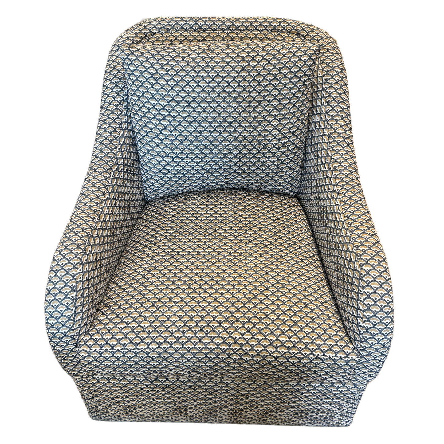 Curved Arm Swivel Chair in Navy and Green