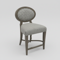 Oval Back Counter Stool in Navy Chevron + Birchette Wood Finish