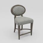 Oval Back Counter Stool in Navy Chevron + Birchette Wood Finish