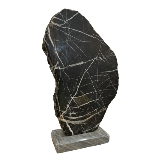 Nero marble Sculpture on Polished Stone Base, Tall