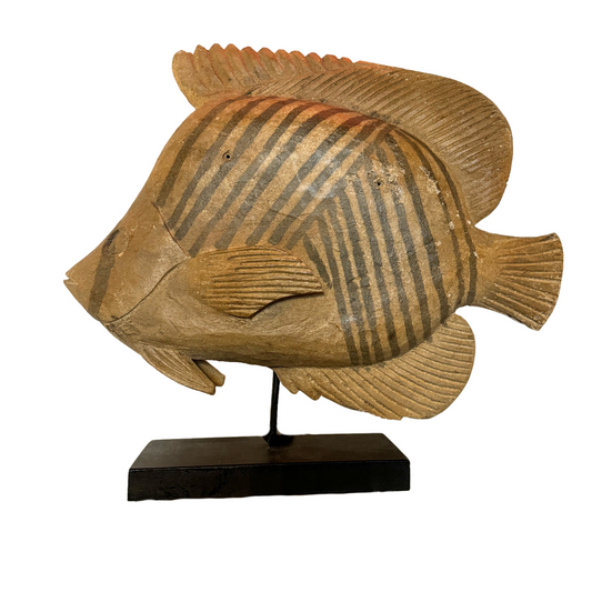 Wooden Fish Sculpture on Metal Stand (one of a kind)