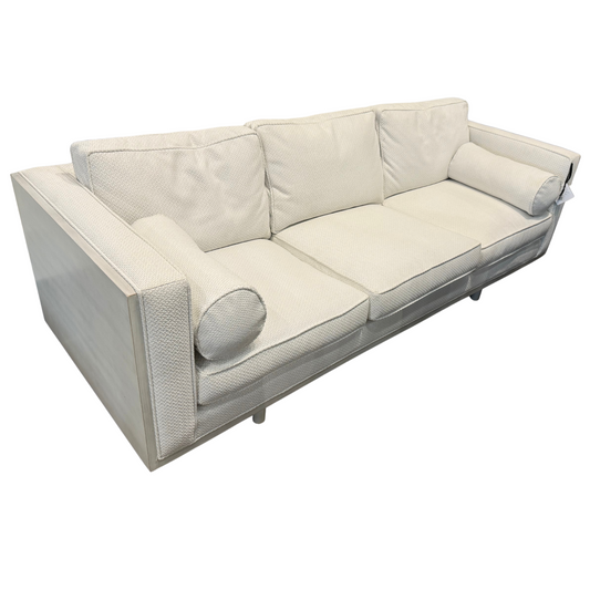 Geometric Wood Sofa in Weathered White