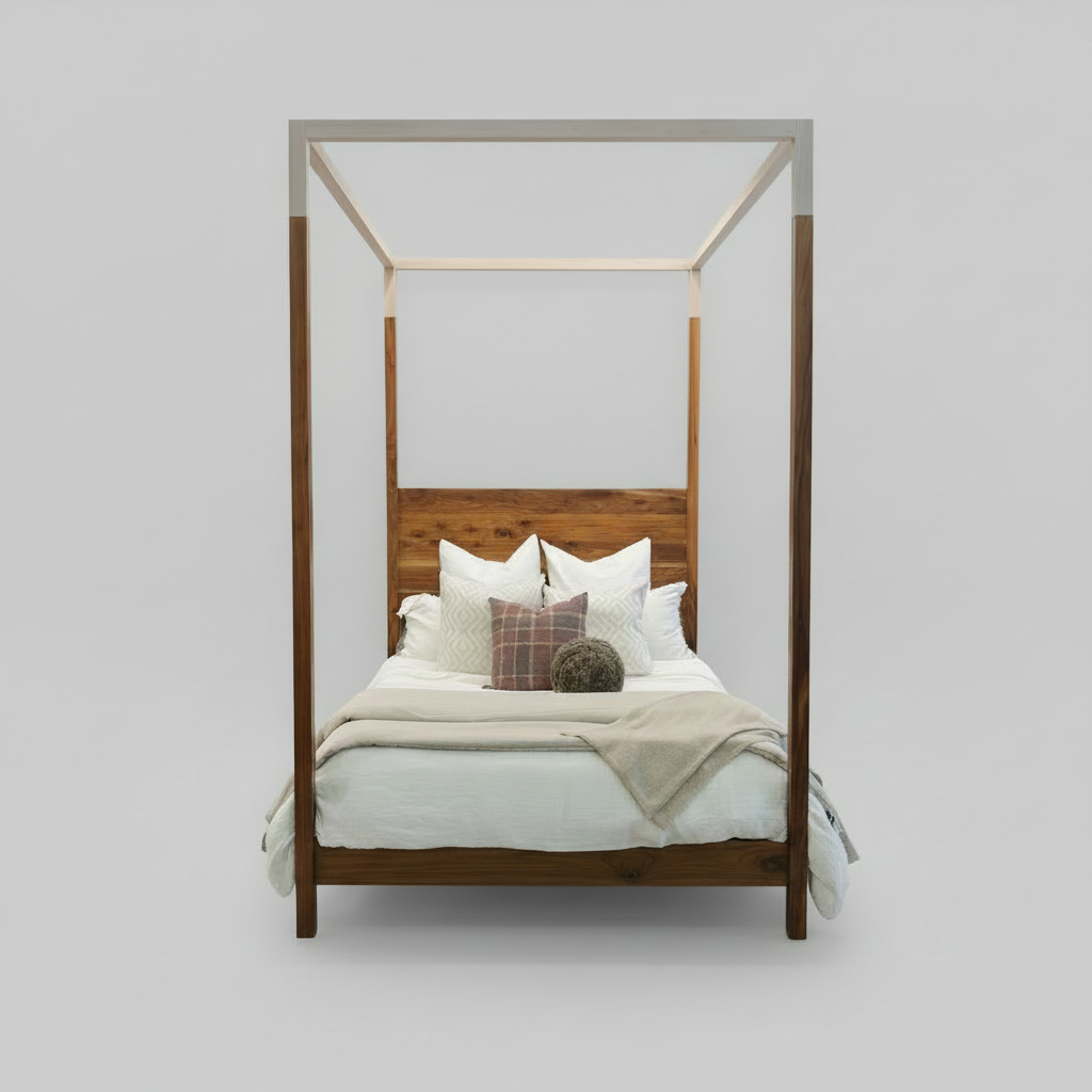 Two-Toned Walnut Poster Bed, Queen