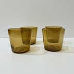 Hand Blown Glasses, Set of 4, Bronze