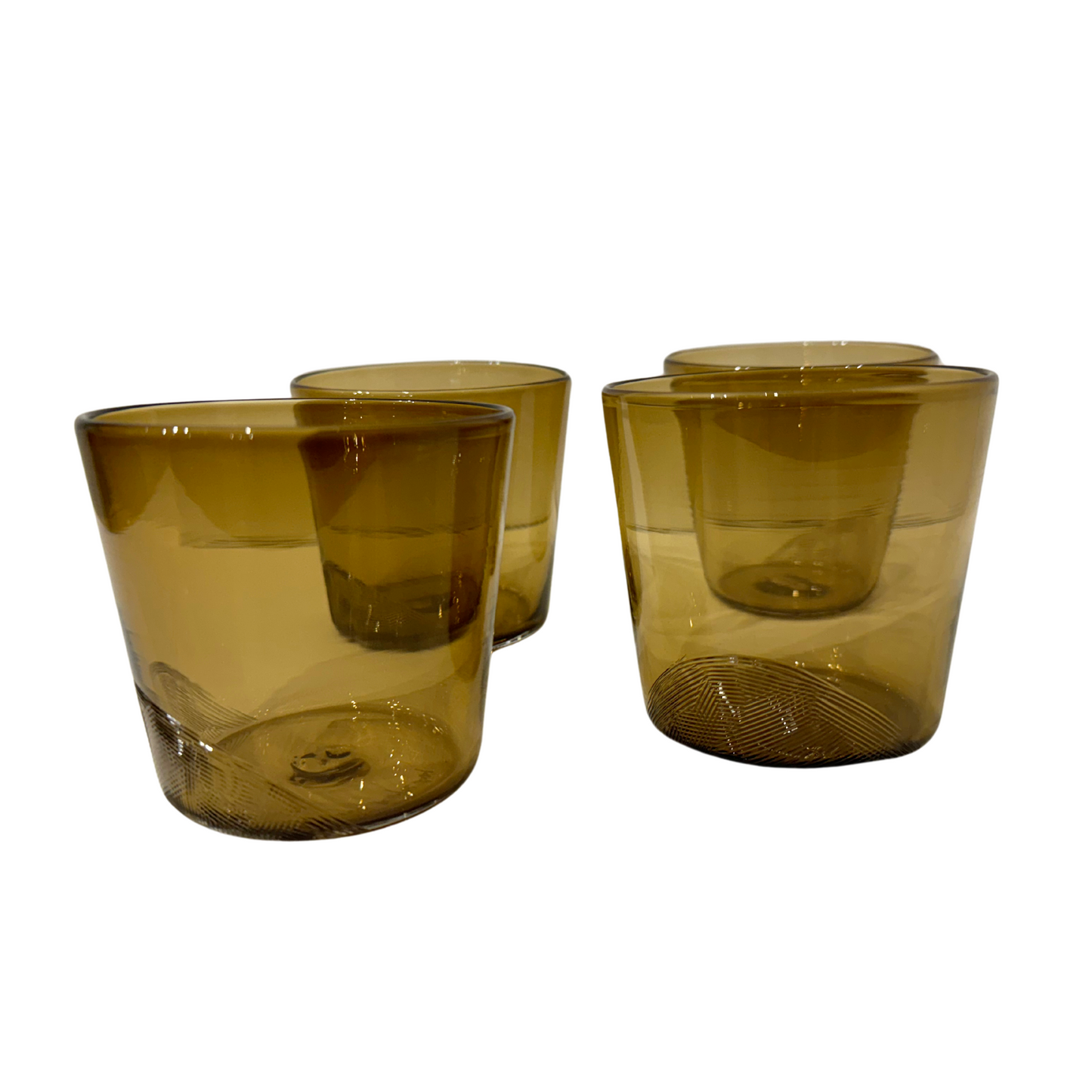 Hand Blown Glasses, Set of 4, Bronze