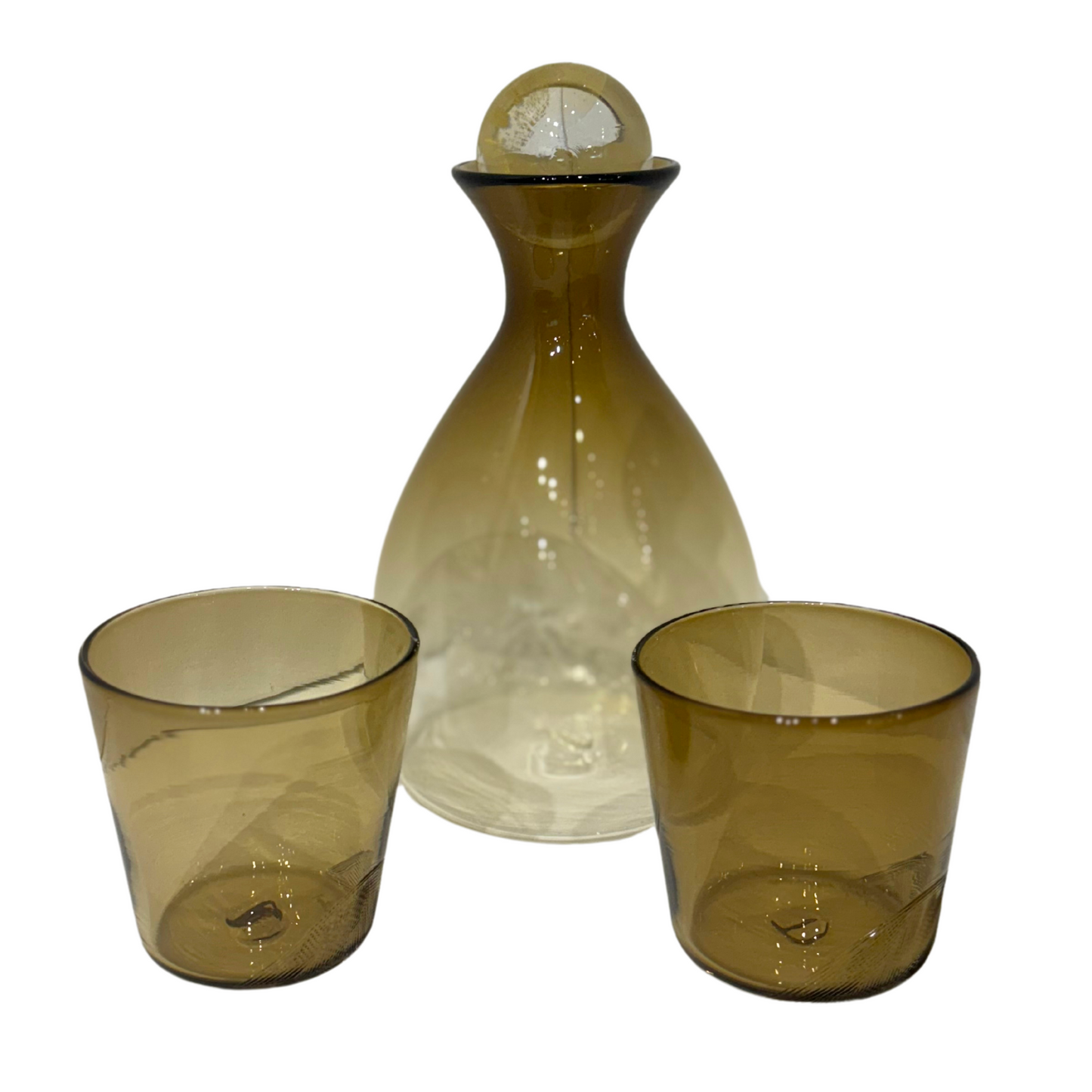 Hand Blown Glasses, Set of 4, Bronze