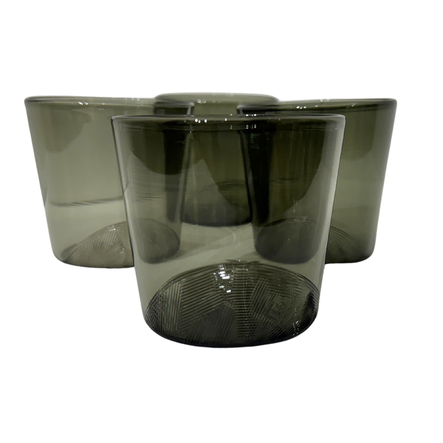 Hand Blown Glasses, Set of 4, Gray