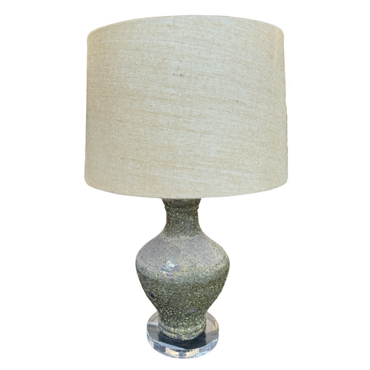 Antique Weathered Concrete Lamps + Burlap Shades