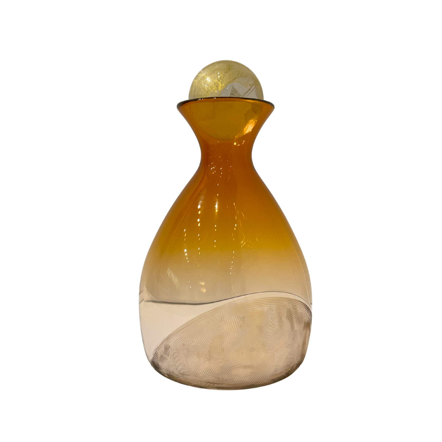 Hand Blown Decanter with Gold Orb Stopper, Aurora