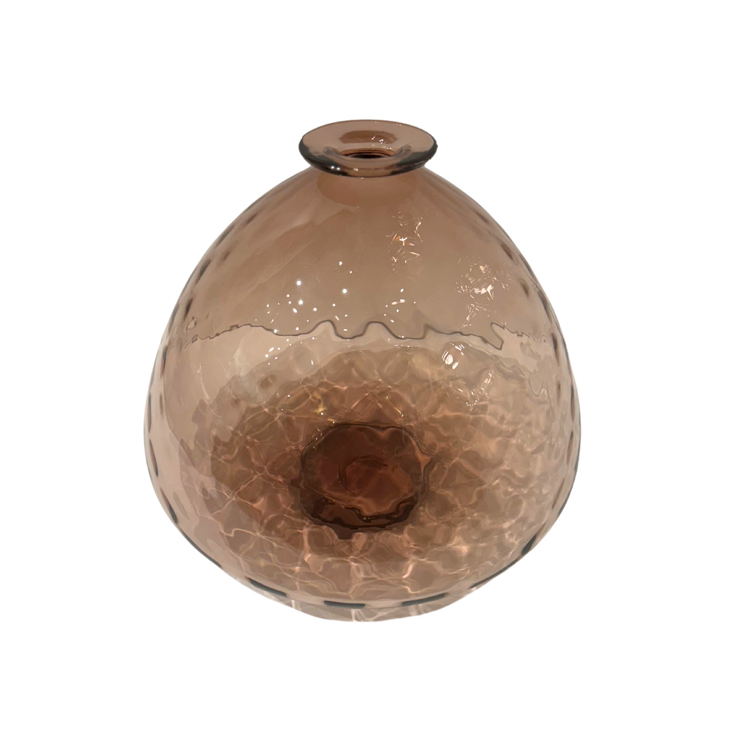 Hand Blown Optic Vase in Aubergine