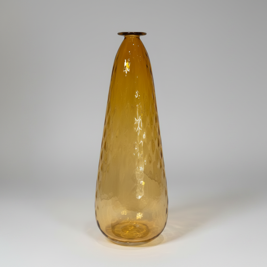 Tall Optic Hand Blown Glass Vase in Aurora