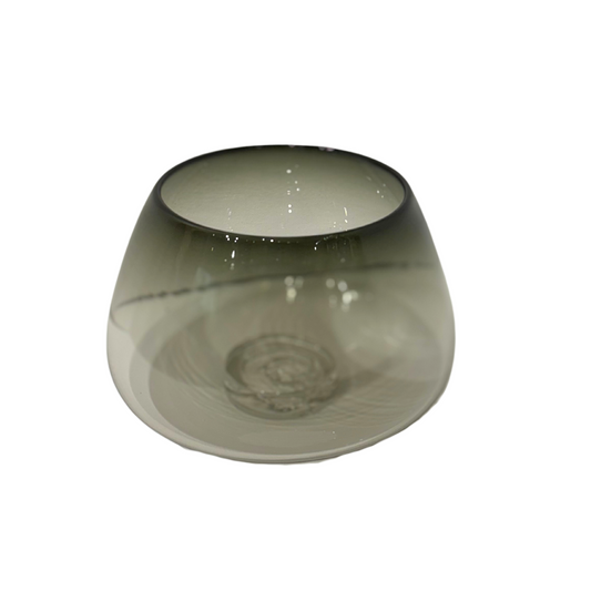 Small Hand Blown Glass Bowl in Grey