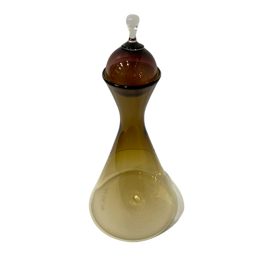 Small Hand Blown Beaker in Bronze with an Aubergine Top
