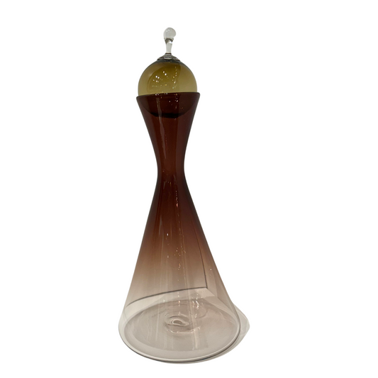 Large Hand Blown Beaker in Aubergine with a Bronze Top