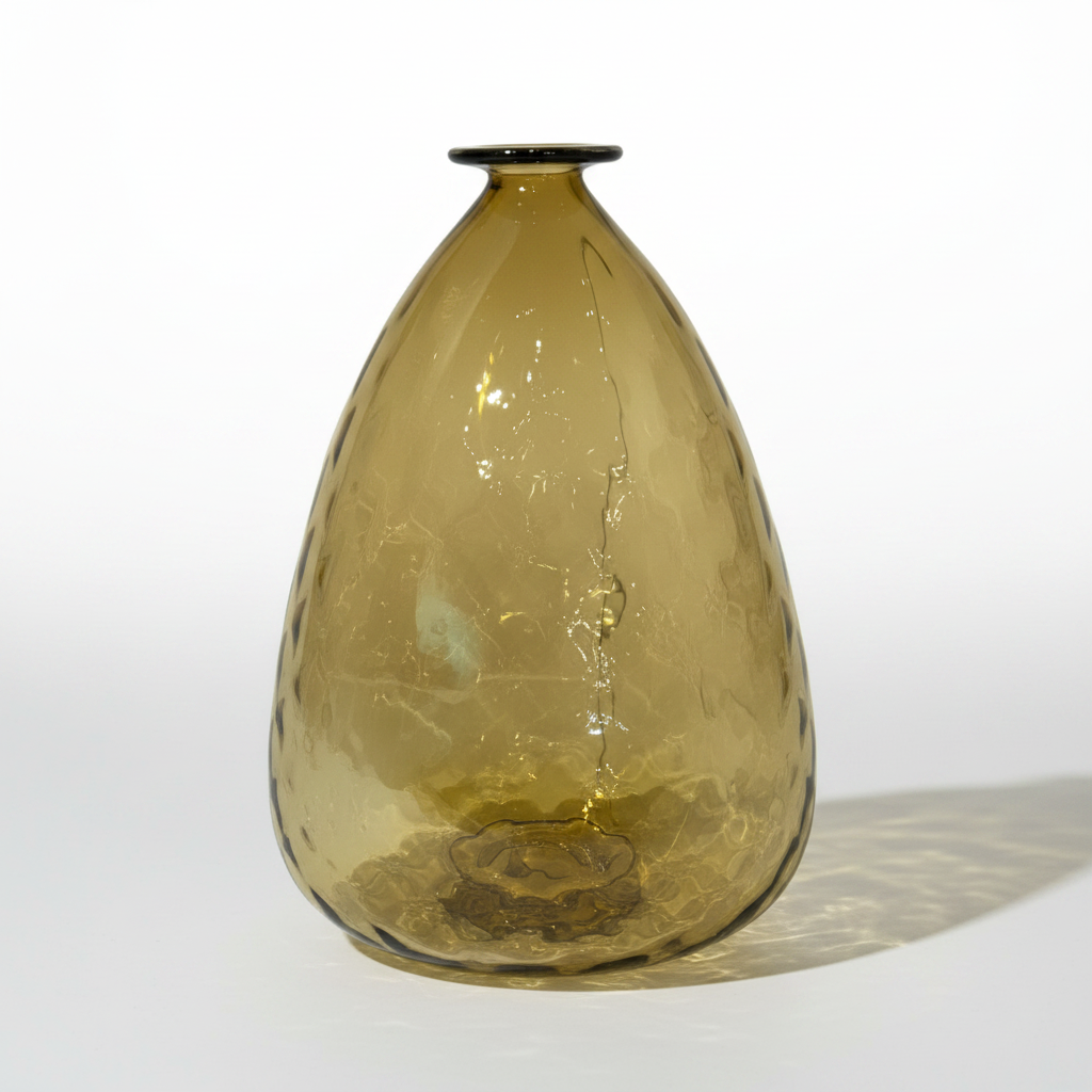 Large Hand Blown Optic Vessel in Bronze