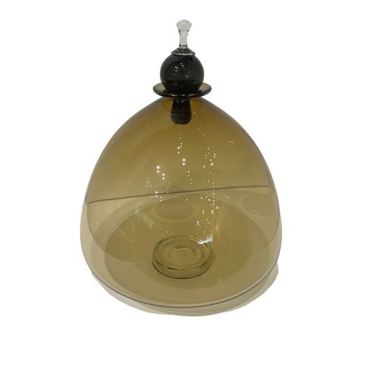 Medium Hand Blown Vessel in Bronze with a Gray Top