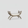 Bronze Frame Curved Upholstered Bench