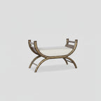 Bronze Frame Curved Upholstered Bench