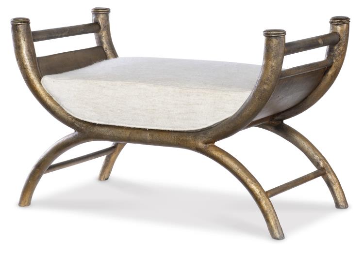 Bronze Frame Curved Upholstered Bench