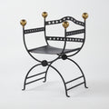 Savonarola Iron and Brass Chair with a Leather Seat