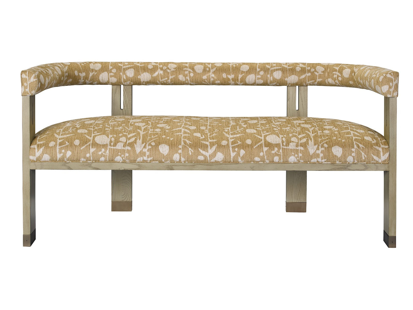 Curve Bench in Canyon Putty Leather + Weathered White Finish