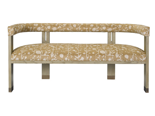 Curve Bench in Canyon Putty Leather + Weathered White Finish