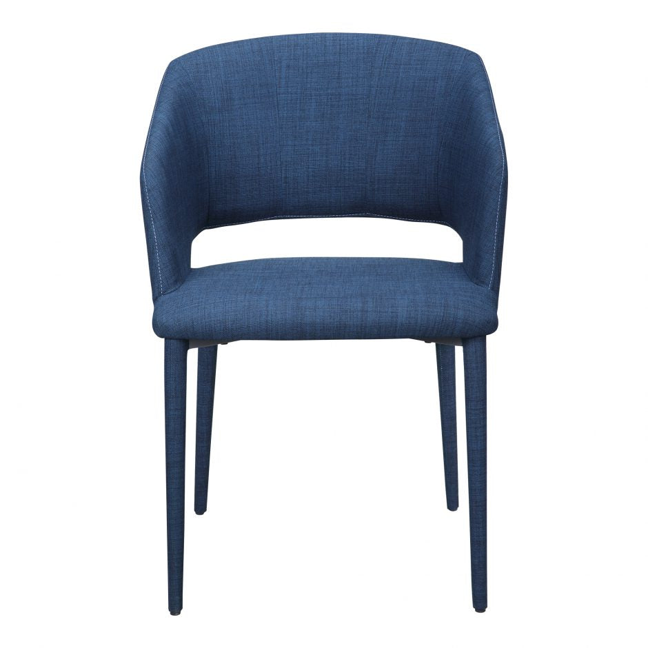 Fully Upholstered Mod Dining Arm Chair in Navy