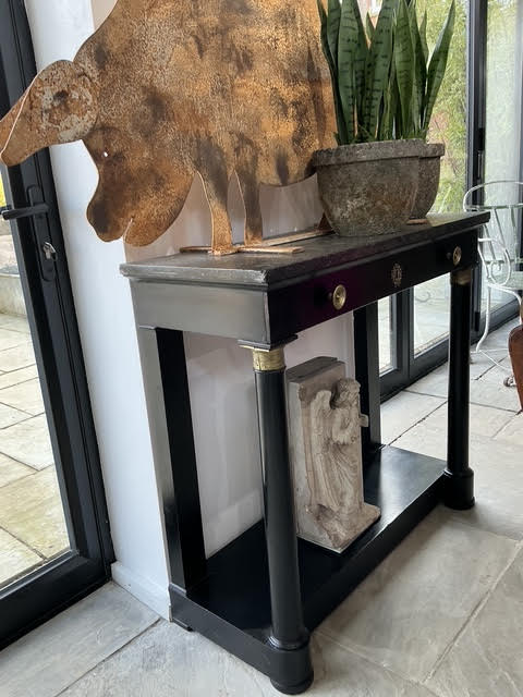 Empire Ebonised Console, Marble Top
