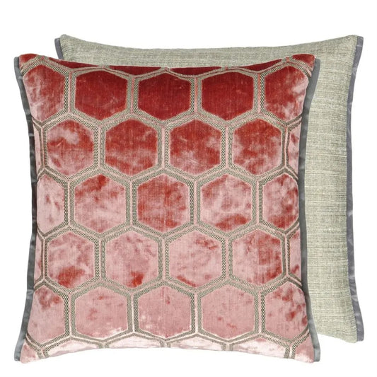 Coral Geometric Pillow