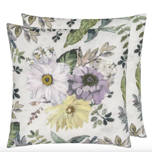 Painted Dahlia Pillow in Zinc