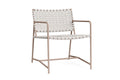 Stretch Outdoor Arm Chair in Blush Finish + White Woven