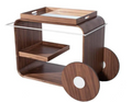 Walnut Bar Cart On Wheels