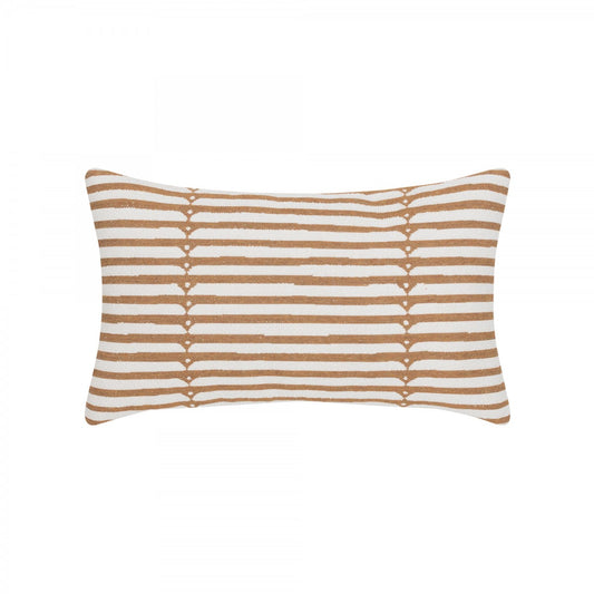 Outdoor Lumbar in Caramel Stripe with Faux Down Insert