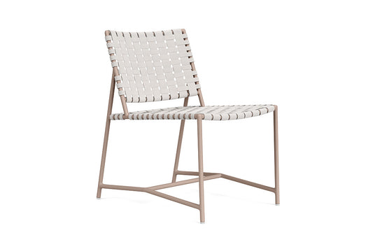 Stretch Outdoor Side Chair in Blush Finish + White Woven Straps