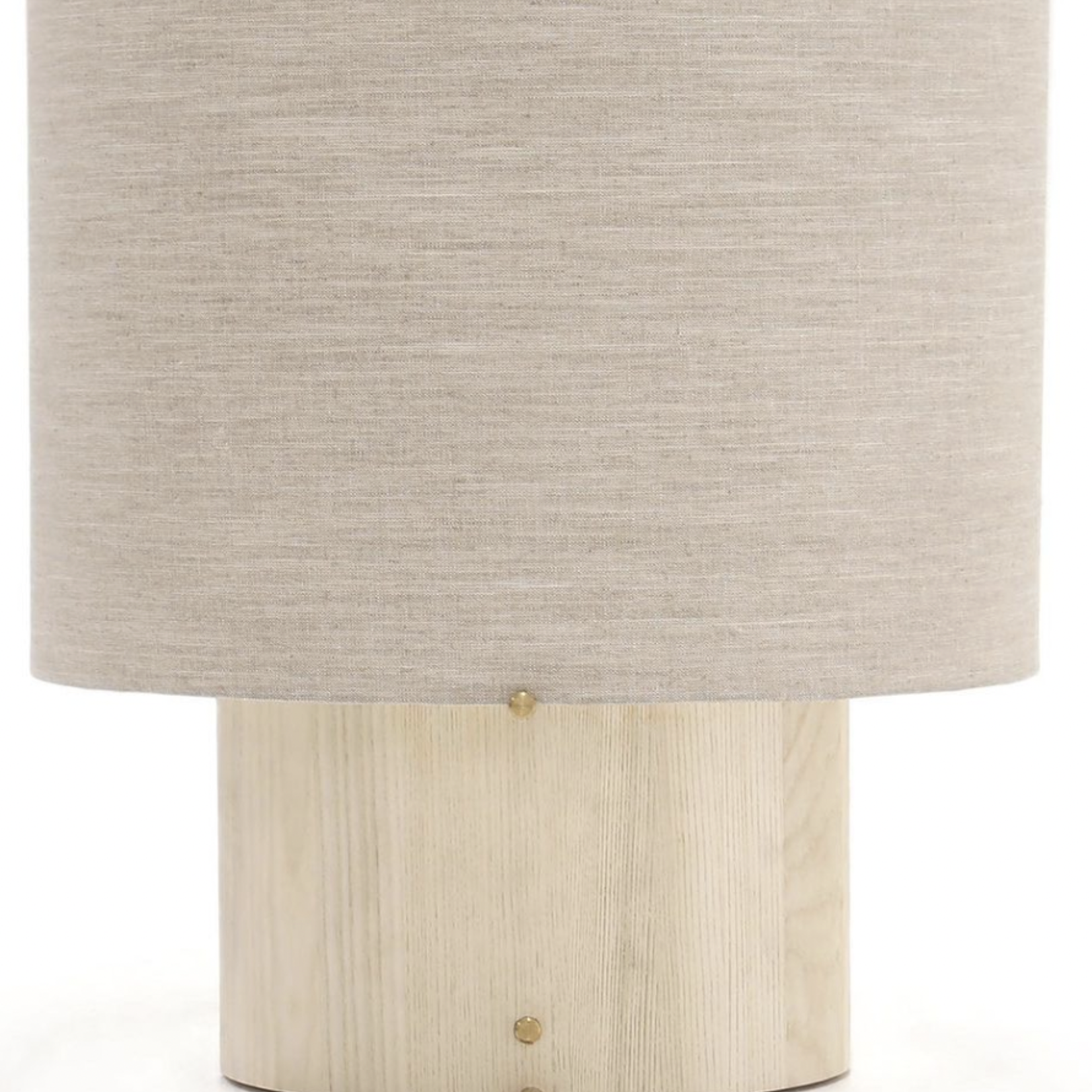 SandBlasted Ash Table Lamp with a Round Oatmeal Shade