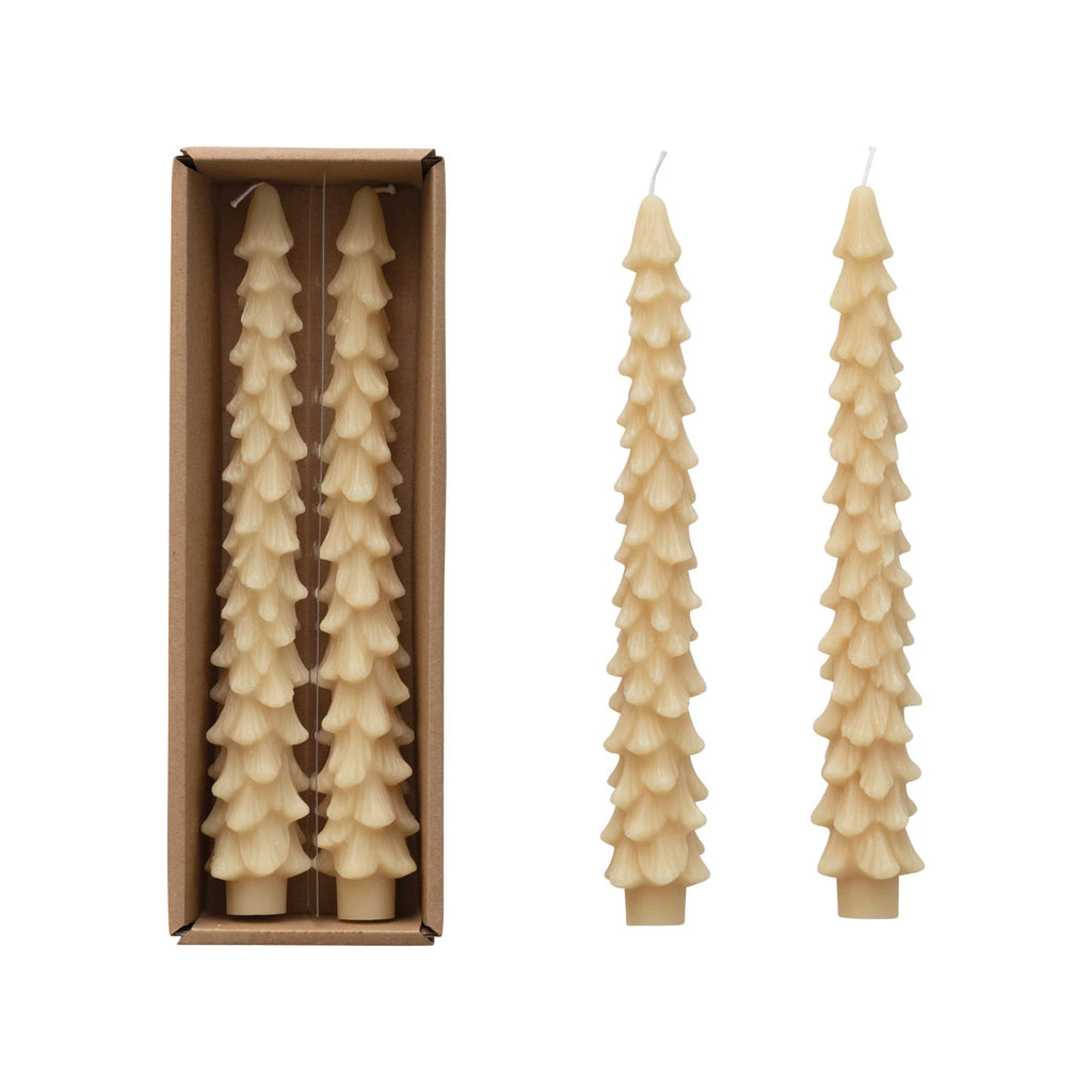 Unscented Tree Shaped Taper Candles, Set of 2