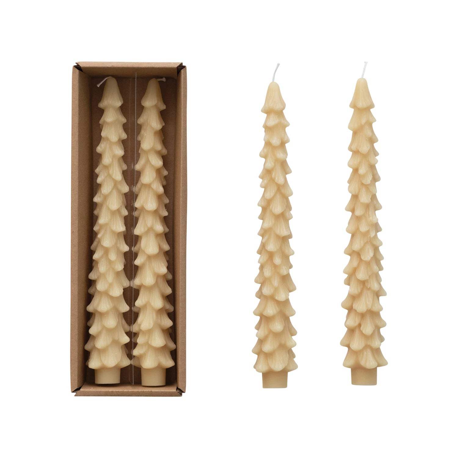 Unscented Tree Shaped Taper Candles, Set of 2