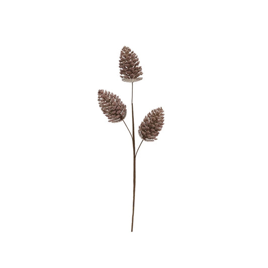 Faux Beaded Pinecone Stem with Glitter in Champagne, 24"